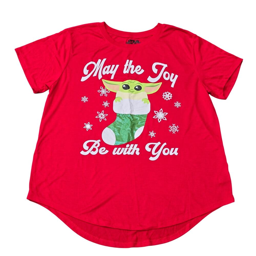 Star Wars Baby Yoda The Child Grogu Red MAY THE JOY BE WITH YOU Christmas Shirt